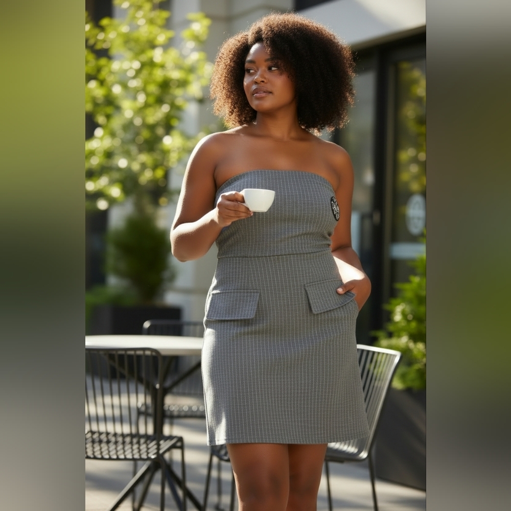 Chic Strapless Gray Dress - Picture 2 of 5